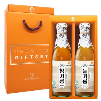 [대현상회]50년전통 대현상회 저온압착 참기름 들기름 350ml 선물세트 (선물상자포장)